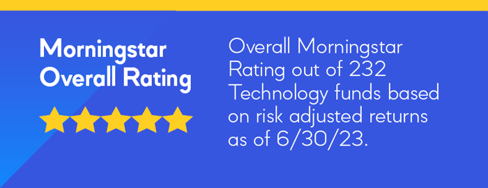 A 5 star Morningstar rating as of 6/30/23.